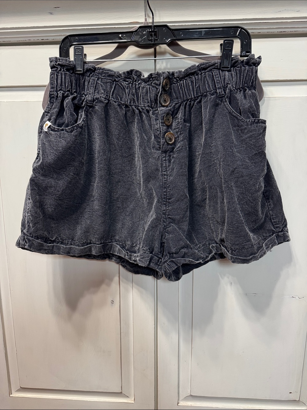 Simply Southern Charcoal High-Waist Corduroy Shorts